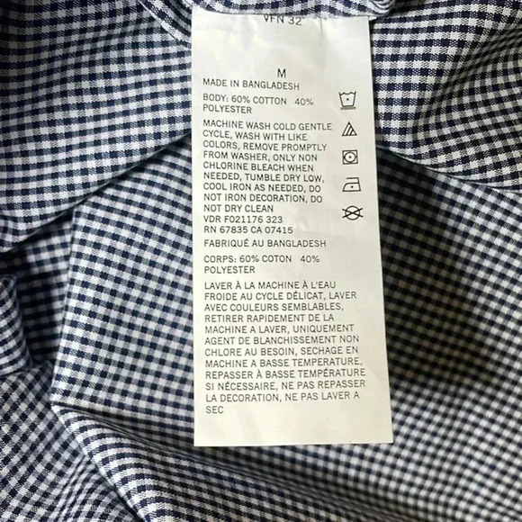 Nautica navy and white gingham button down shirt sz M - Picture 5 of 9